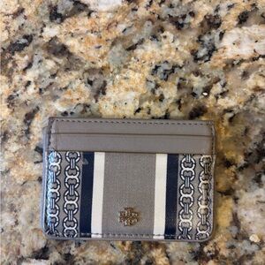 Tory Burch Navy and Gray Card Holder